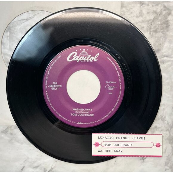 Tom Cochrane Washed Away / Lunatic Fringe (Live) 45 Rock Capitol Jukebox 57987 - Picture 4 of 6